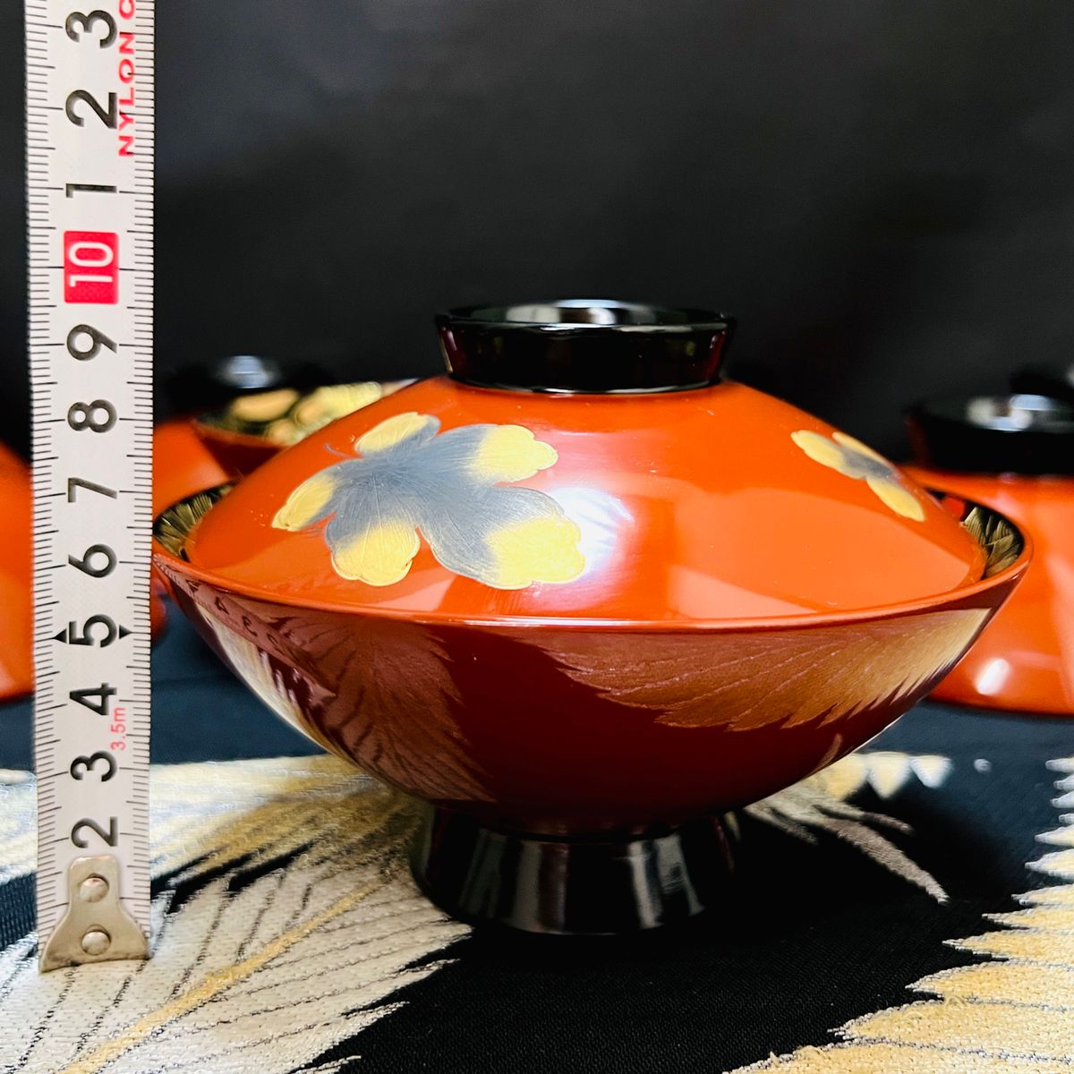 漆器輪島塗 蒔絵金彩細工 沈金木製 蓋付椀 お煮物椀 吸物椀 10