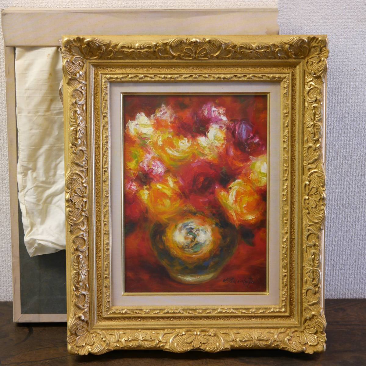 油絵 油彩 油彩画 絵画 絵 【Red rose】 油絵 油彩 油彩画 絵画 絵