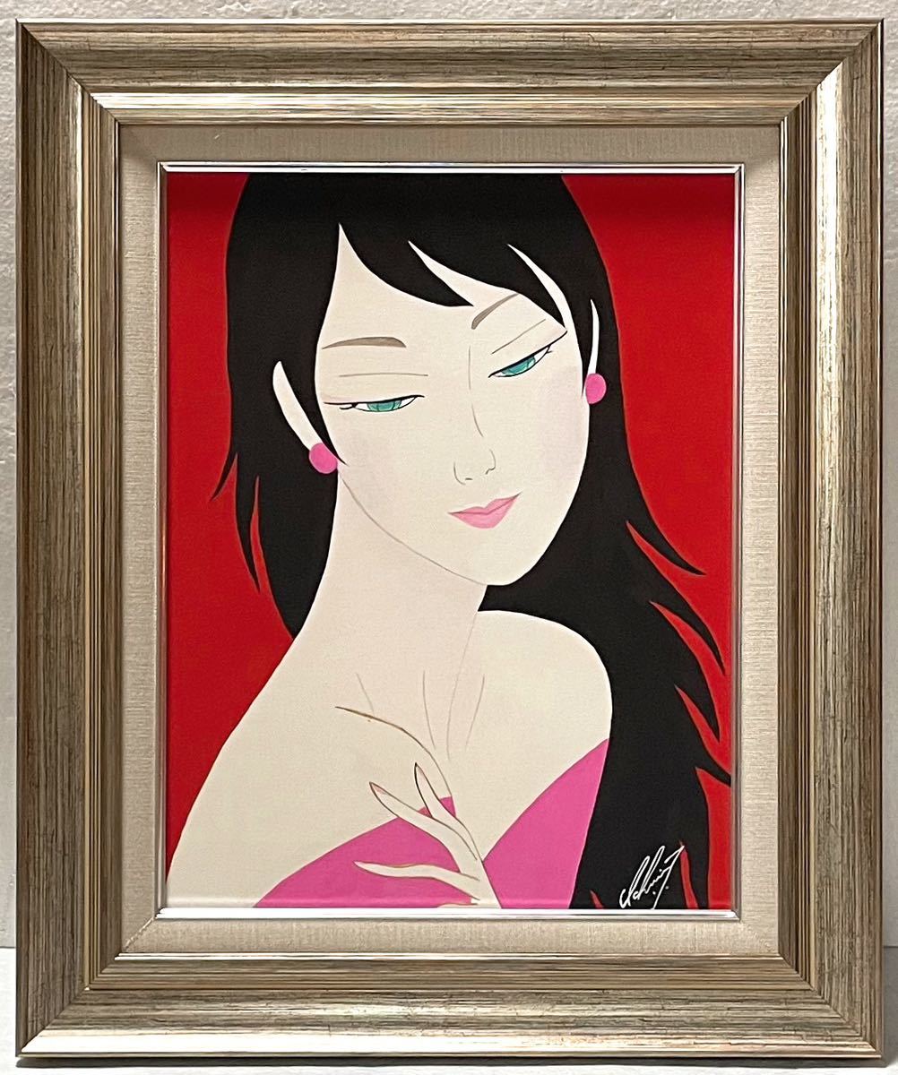 さ*き様 人物画 油絵 鶴田一郎 美人画 F6 額付き 手描き 肉筆 油絵