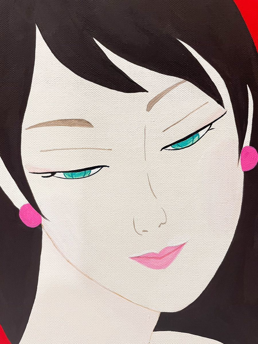値下げ】人物画 油絵 鶴田一郎 和服美人画 F6 額付き 手描き 肉筆