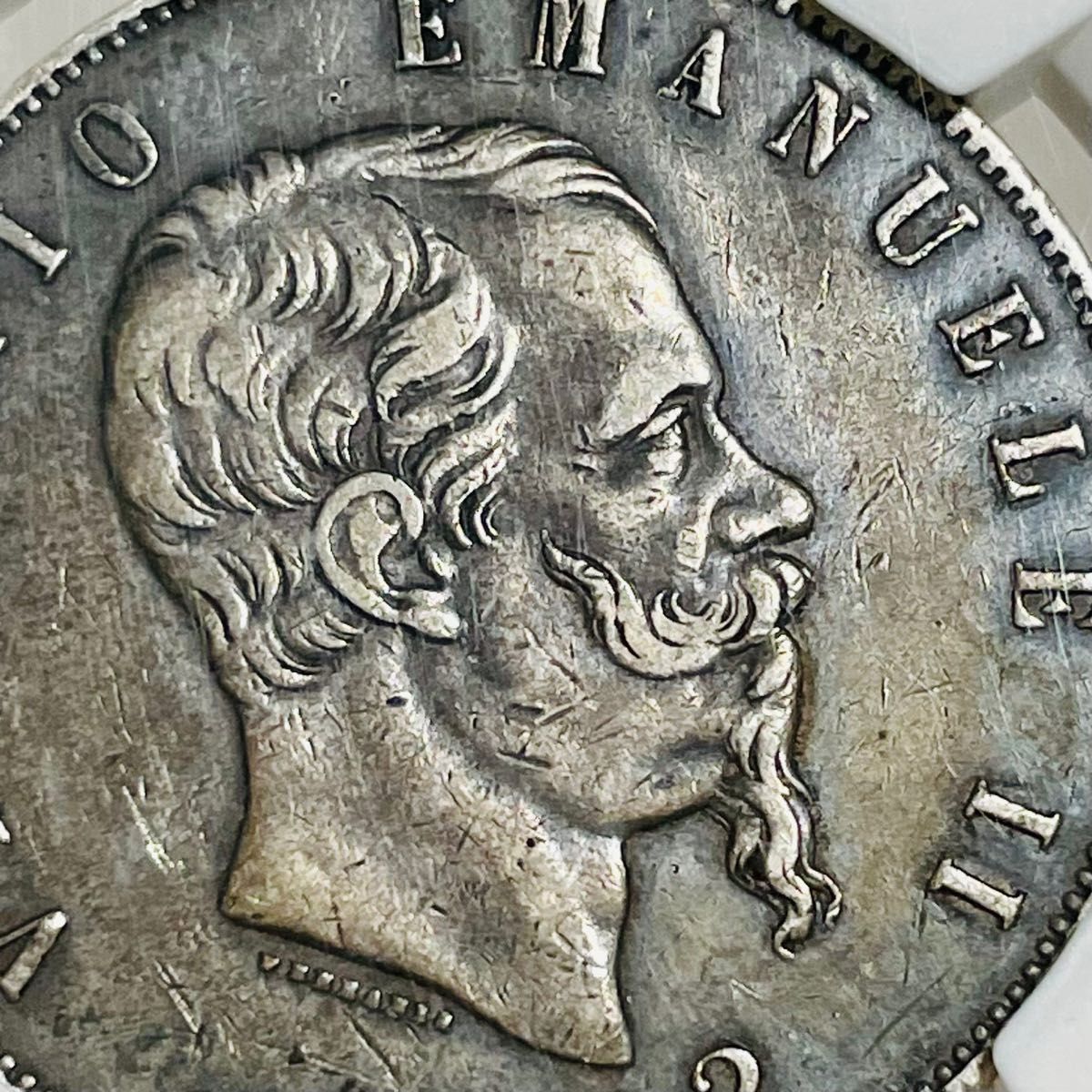 1872 イタリア 5リラ 大型銀貨 ヴィットリオ・エマニュエル2世 VF35