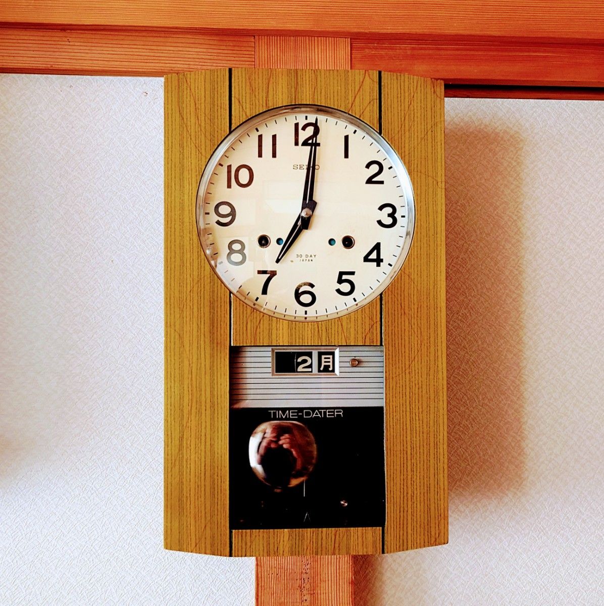 完動・美品〉SEIKO30日巻4PC カレンダー付ゼンマイ振り子時計 残量表示