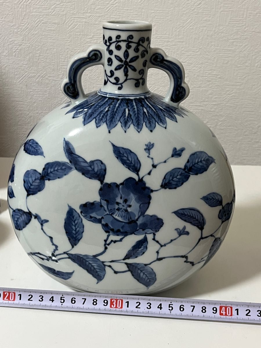 一輪挿し壺花器花文様成化十年染付絵付訳あり珍品酒器