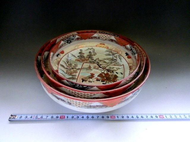 古伊万里 錦手 鉢 鉢□赤絵 三つ鉢 古伊万里（江戸後期～明治期）窓