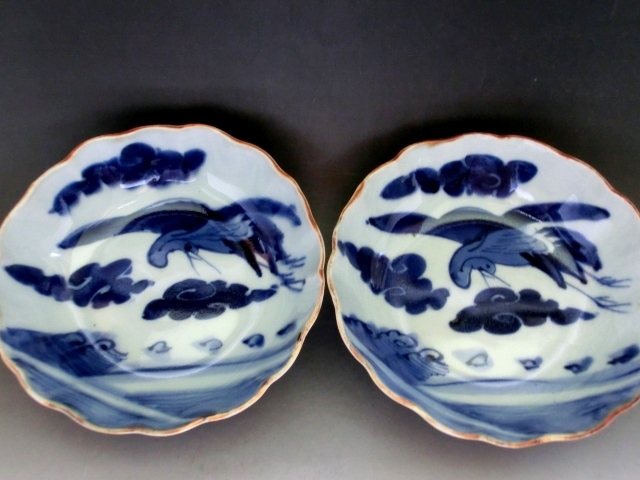 Yahoo!オークション - 皿 古伊万里染付なます皿 19客 鶴 雲 鳥 蛇の目