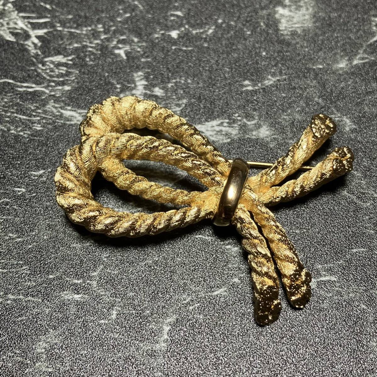 ws3300】極美品 Dior ディオール ヴィンテージ リボン ブローチ