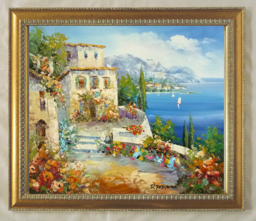 風景画 千住博 海の幸 M10 額付き 手描き 肉筆 【公式通販】