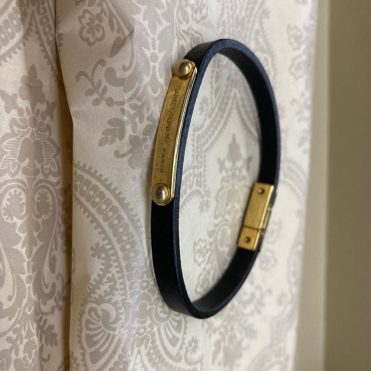 Saint Laurent サンローラン IDプレート ブレスレット レザー 男女兼用