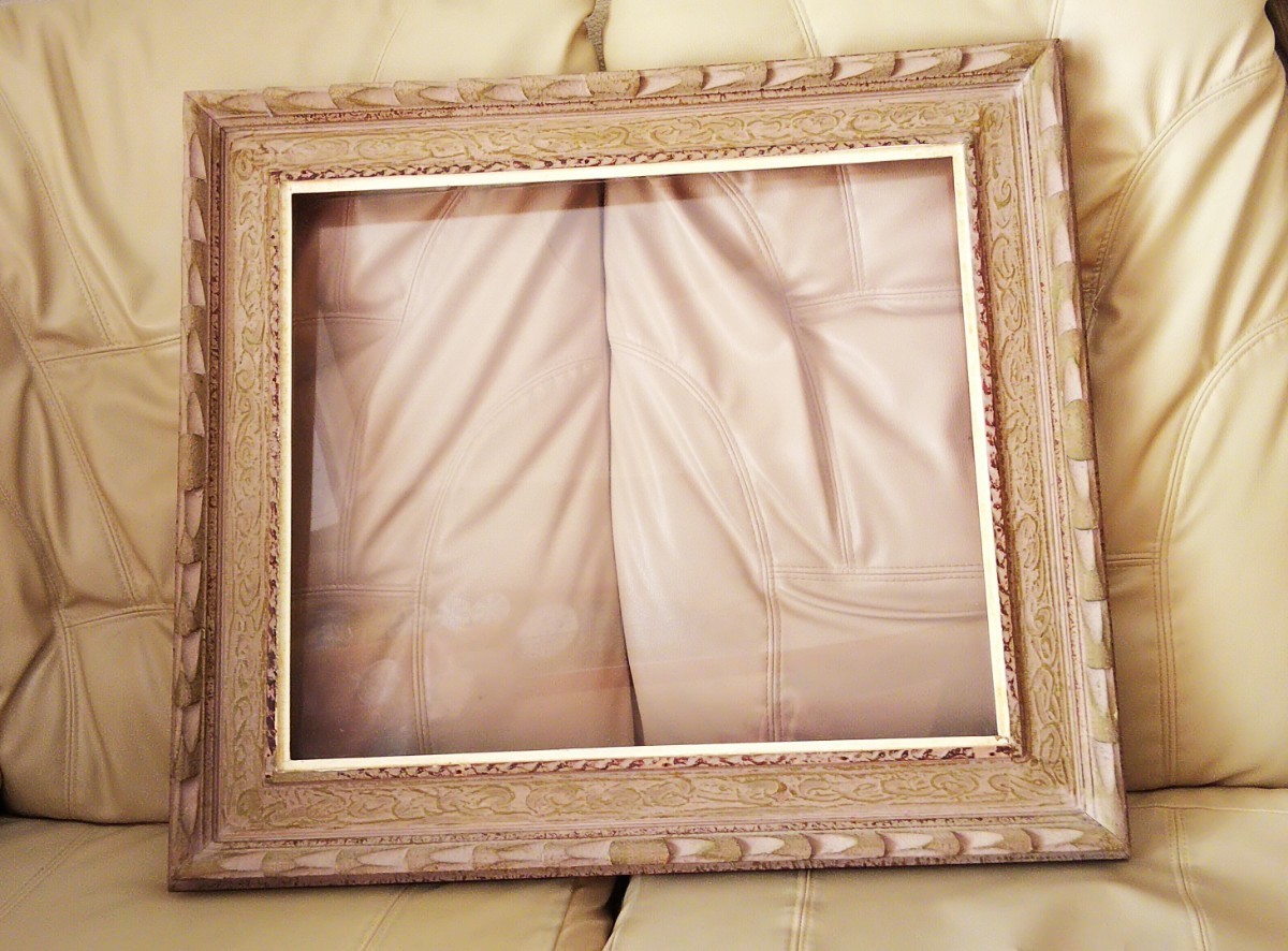 Xmas レア フランス アンティーク 手彫 額縁 硝子 ベージュ 漆喰 1970