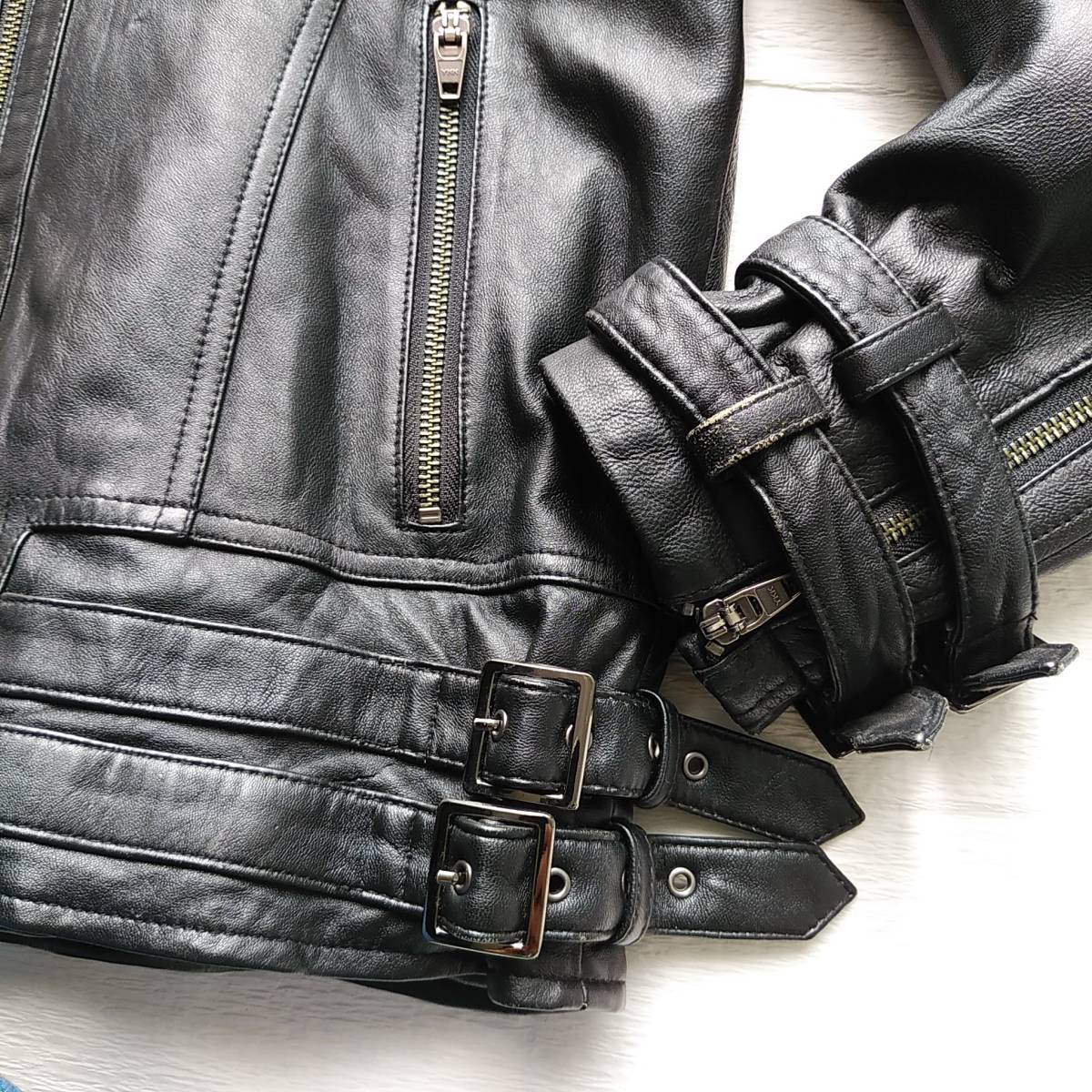 JACK ROSE 中綿革ジャン 羊革 ファー付 シングルライダースジャケット