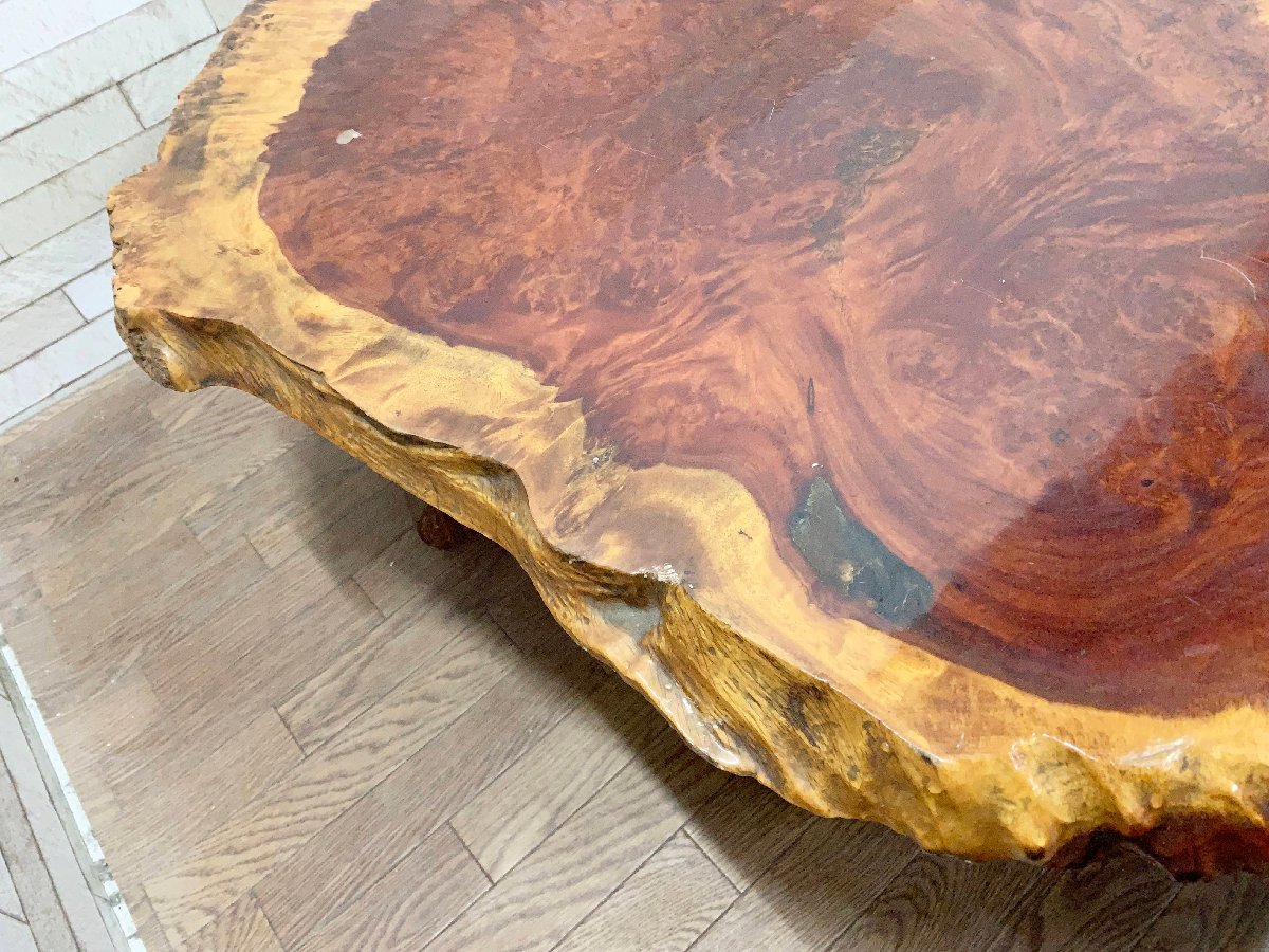 花梨 瘤杢 座卓 一枚板 天然木 花梨 瘤 コブ 瘤杢 輪切り 一枚板 天然