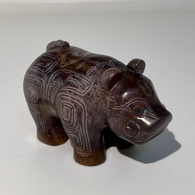 中国 玉石彫刻 神獣刻 根付 玉器 玉珮 V R7116 【公式通販】