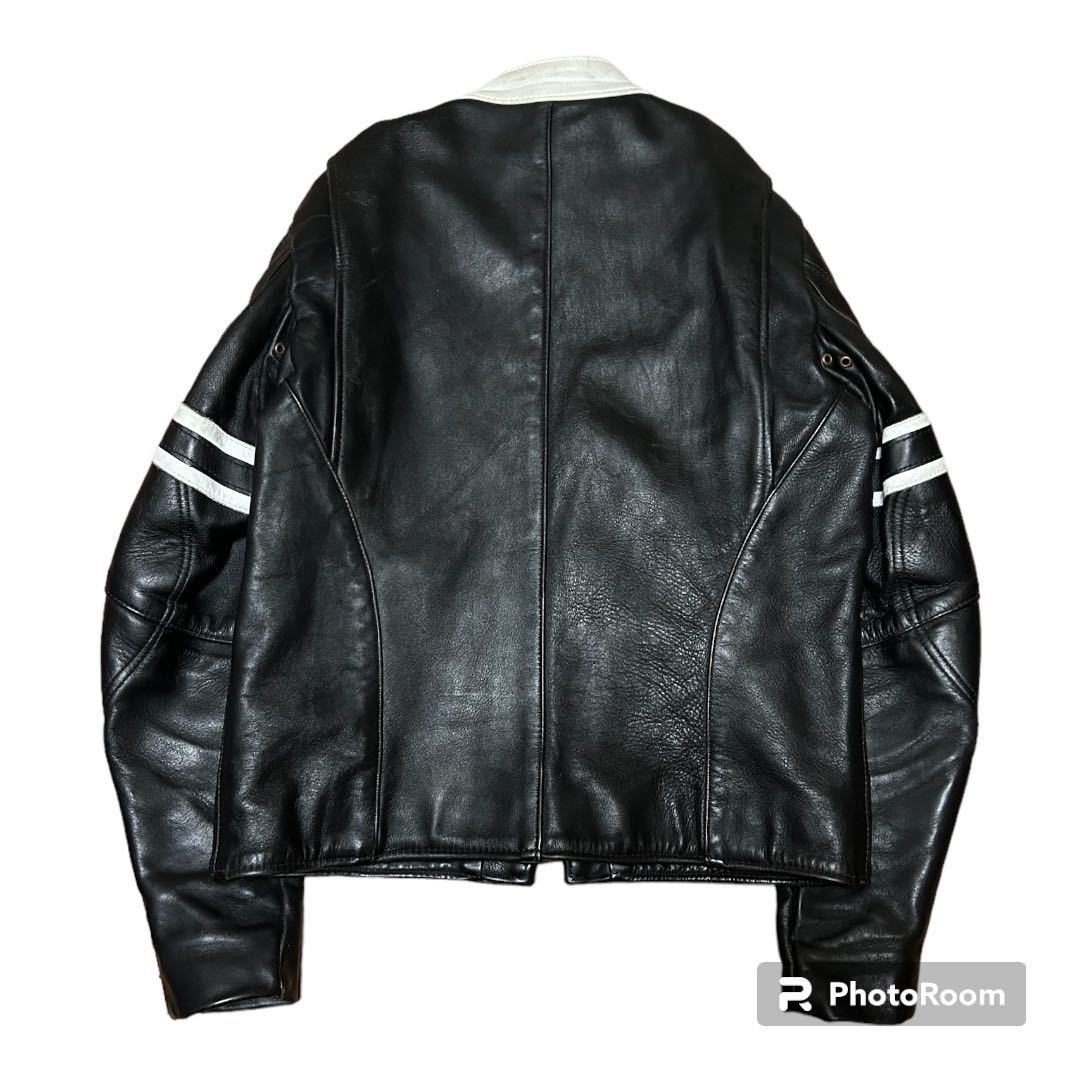 極美品 VANSON シングルライダース バックプリント スカル 40 極美品