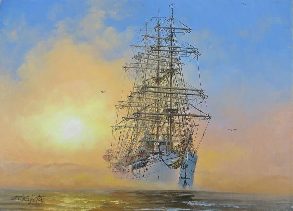 梶田達二日本丸油彩FO