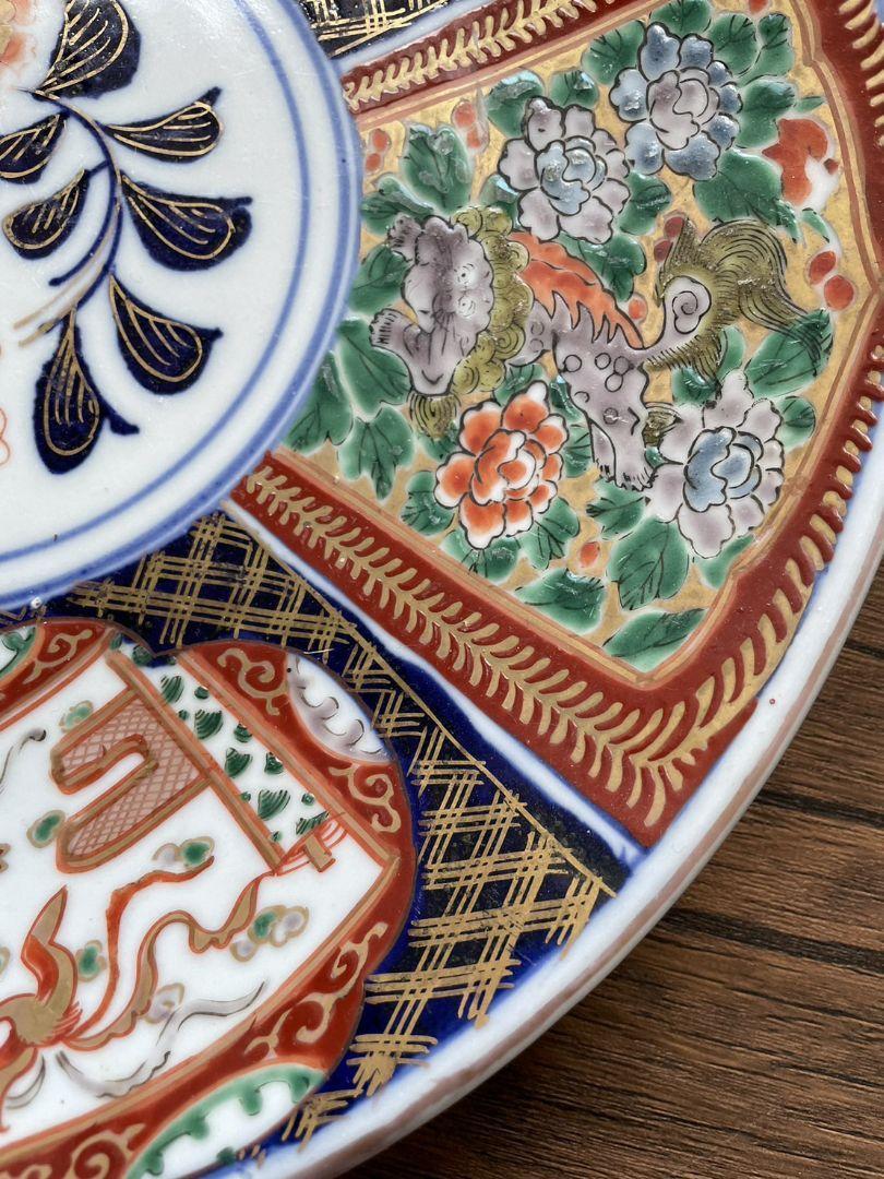 伊万里 花鳥風景図 色絵 大皿 [B31376] 伊万里 花鳥風景図 色絵 大皿