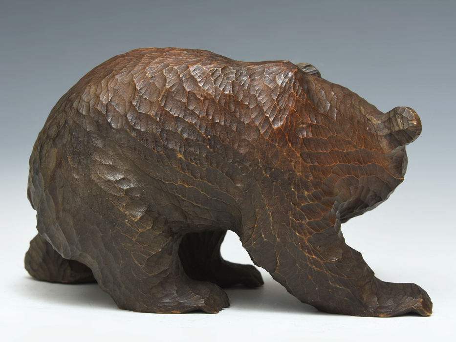 アイヌ 宮本 (作) 木彫りの熊 天然木 置物 オブジェ 横幅23㎝ 吠え熊