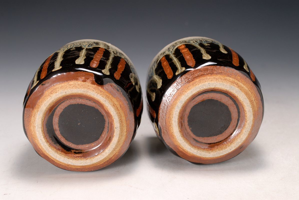 骨董益子焼濱田庄司浜田庄司？民芸民藝鉄釉指描湯呑コップ