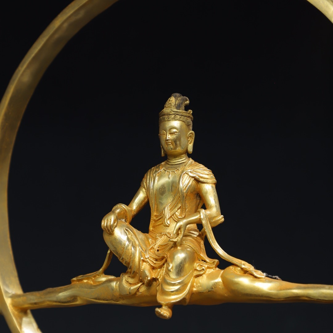 観音菩薩像 仏教美術 清時代物 黄楊木彫刻 清時代骨董仏像 。