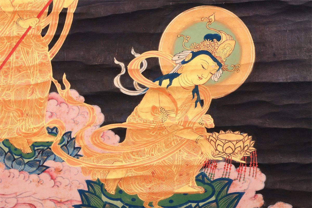 Yahoo!オークション - 【無盡蔵】【模写】「阿弥陀来迎図」肉筆仏画 阿