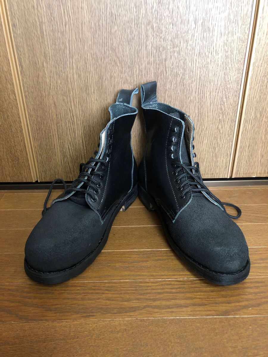 WW2 ドイツ軍 アンクルブーツ M37 ブラックレザー 鋲付き 蹄鉄状金具