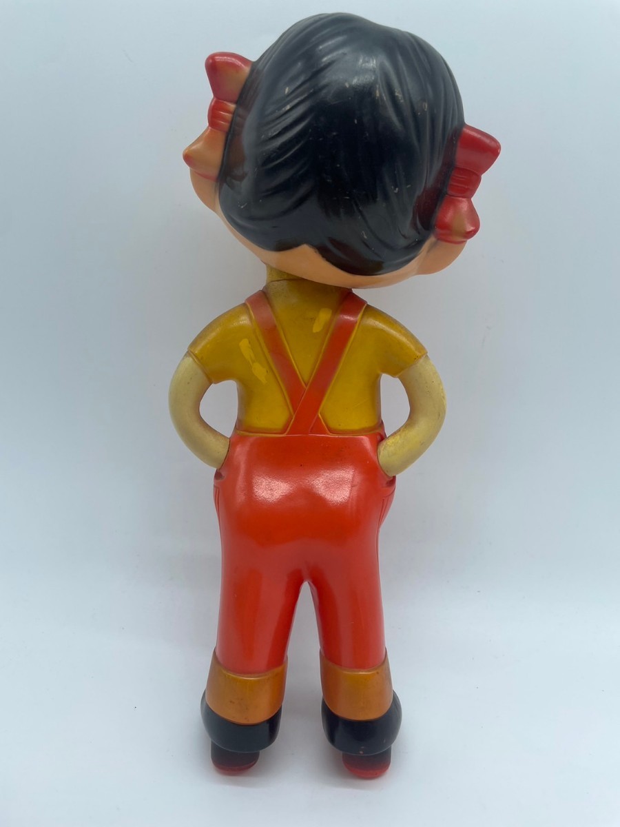 不二家ミルキー 首振り ペコちゃん 最高 高さ約30㎝ ブリキ台 首ふり