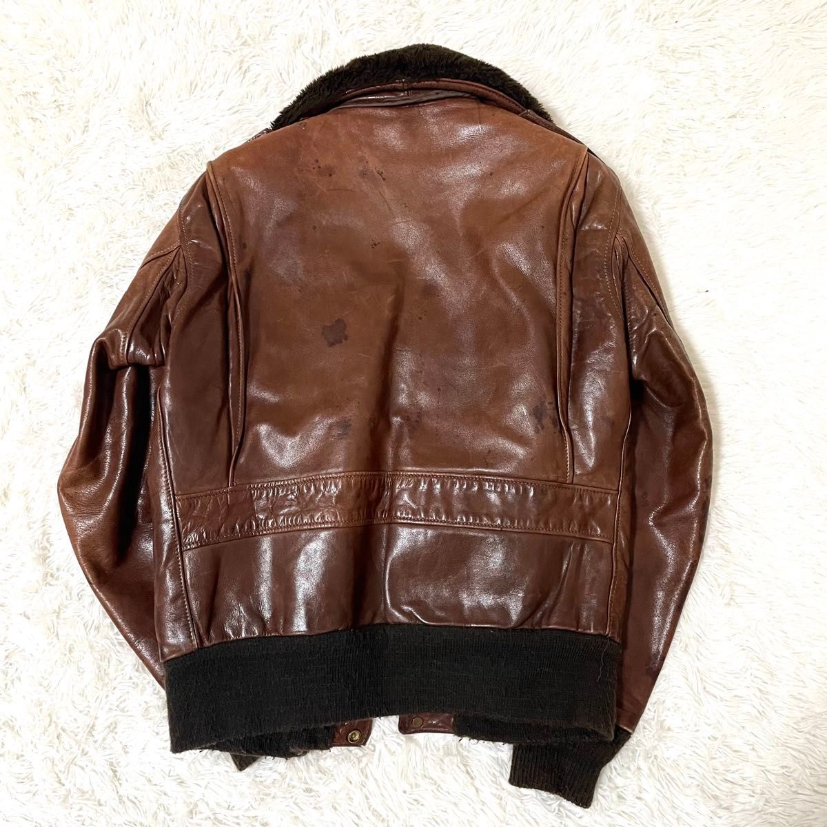 Schott A-2 G-1 フライト ボア レザー ライナー ブラウン 38 ムートン