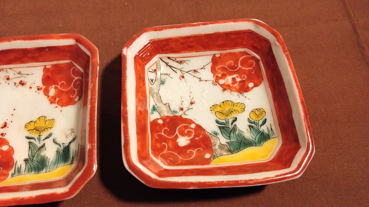 古九谷 九谷焼 赤絵 飯田屋 華の図 蔵出し 5客 【公式通販】