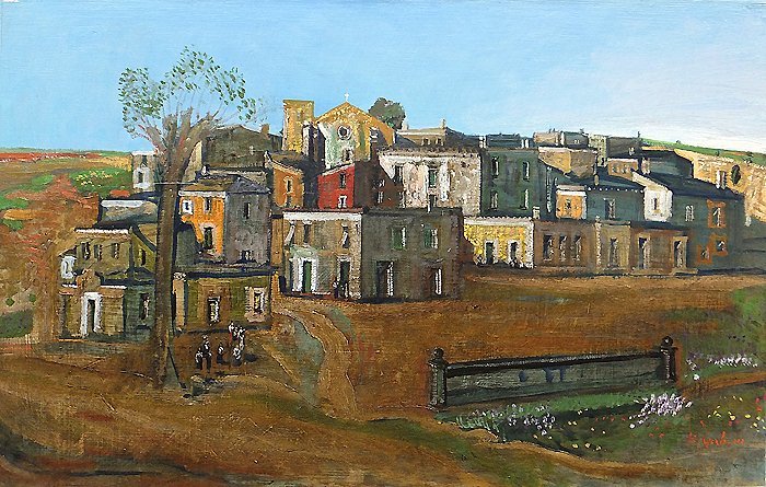 藪野健 淡い思いのまち 油彩8号P型 日動画廊 藪野健 淡い