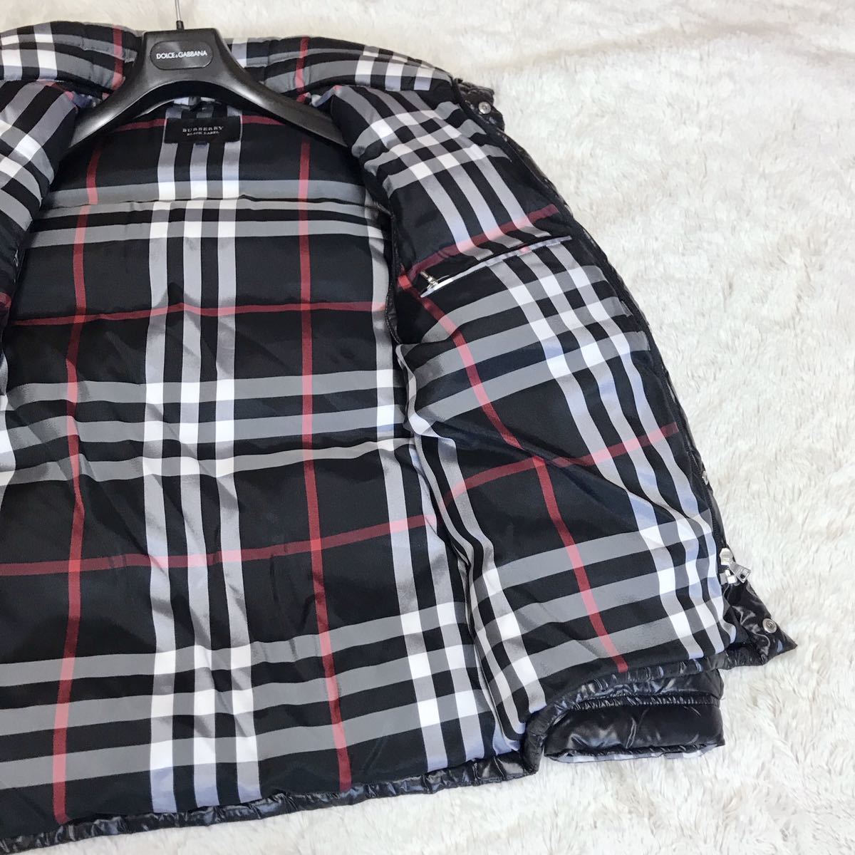 Lサイズ バーバリーブラックレーベル チェック 肉厚 ダウンジャケット