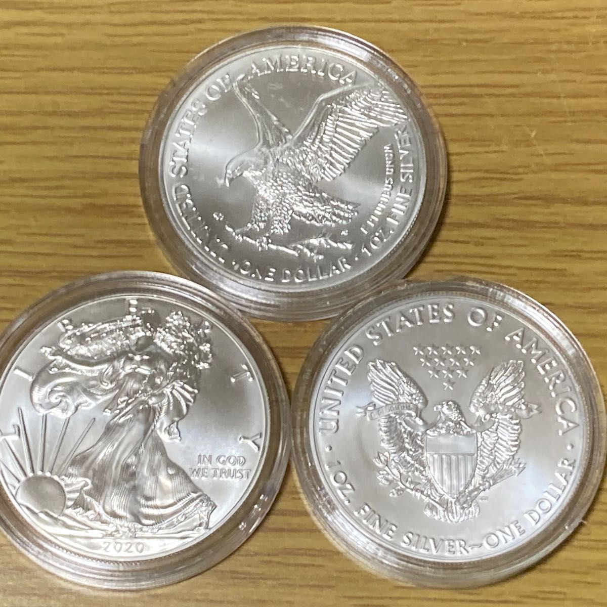 新品未使用)アメリカイーグル銀貨1オンス3枚 2020年 2021年タイプ1