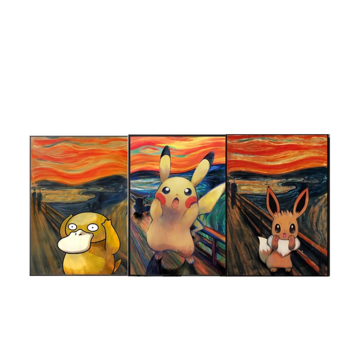 最安値】ポケモン ゴッホピカチュウ イーブイ キャンバスアート 最安値