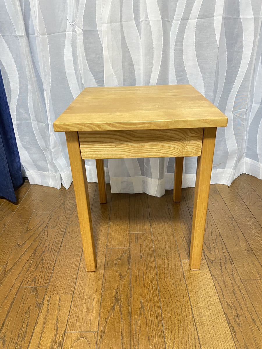 超美品□MUJI/無印良品□廃盤品 天然木タモ材 ベッドサイドテーブル