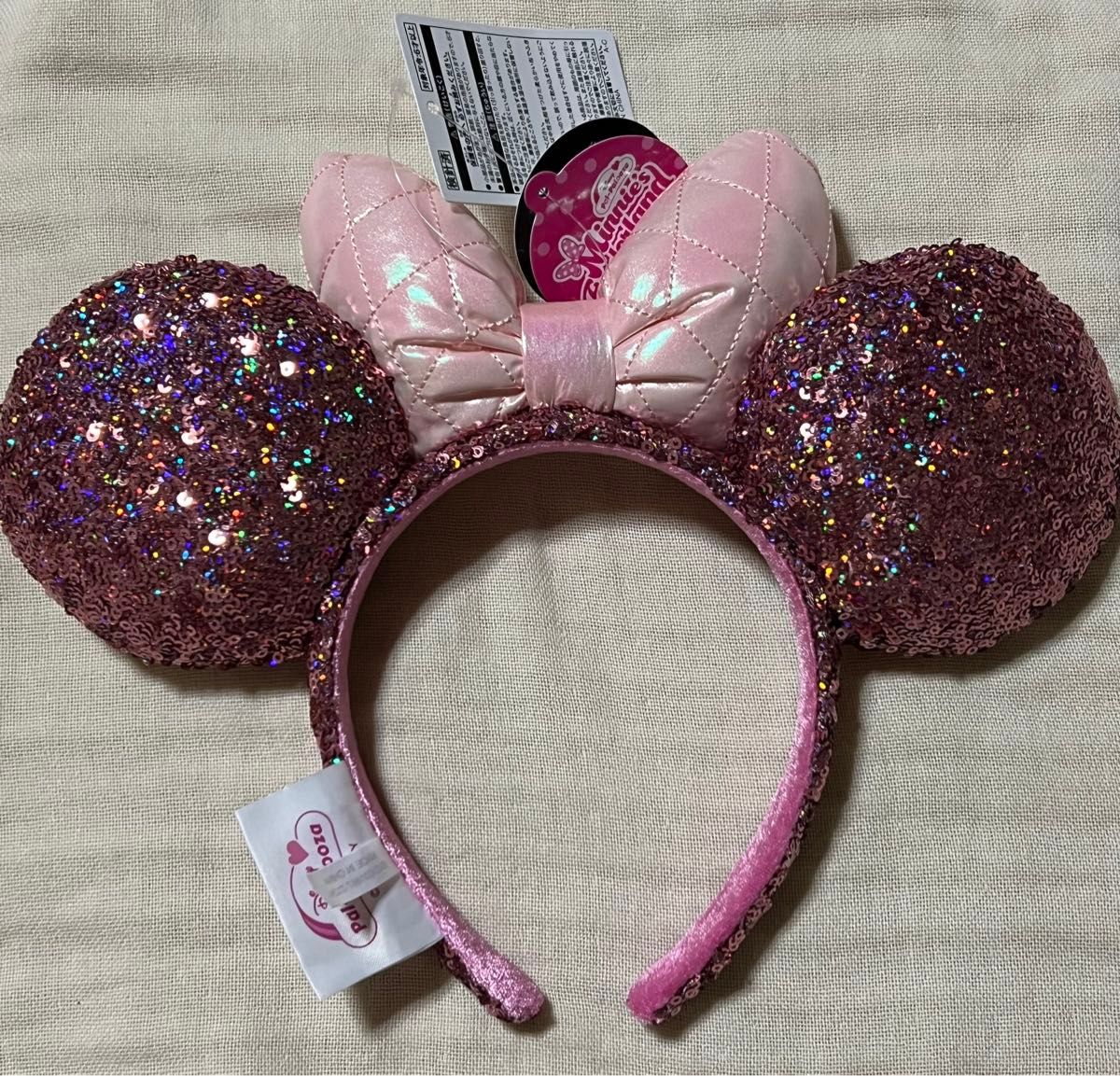 ディズニー 水玉カチューシャ イヤリング ミニー 紫 ピンクセット