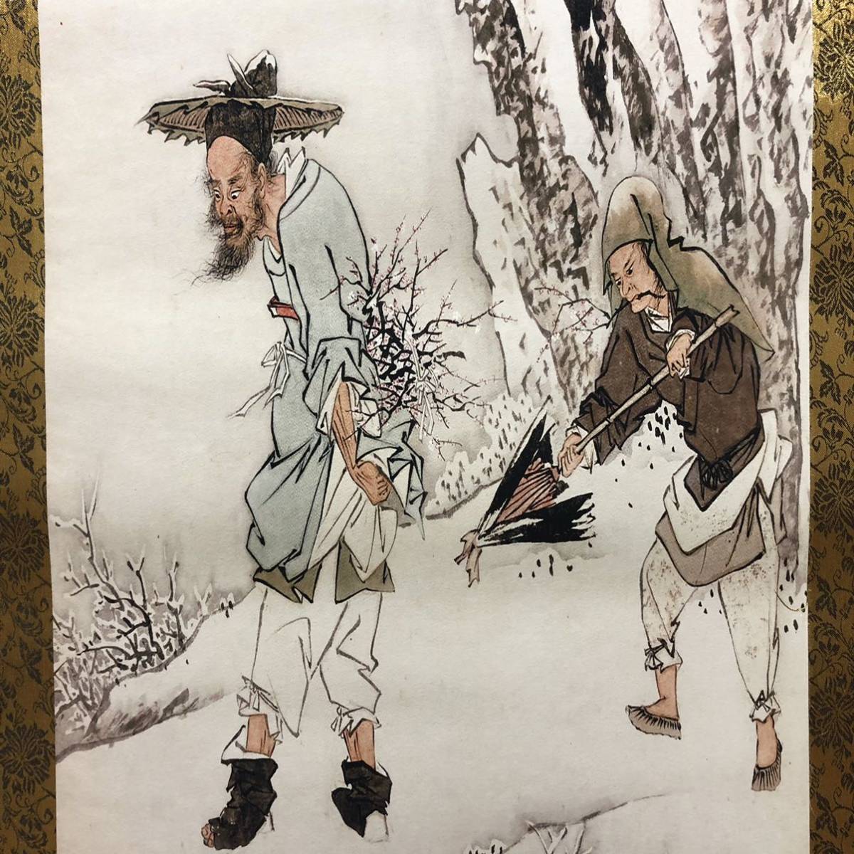 蔵出し 美術高級品絵巻き絵大名家唐寅&唐伯虎旧蔵掛け軸4本セット