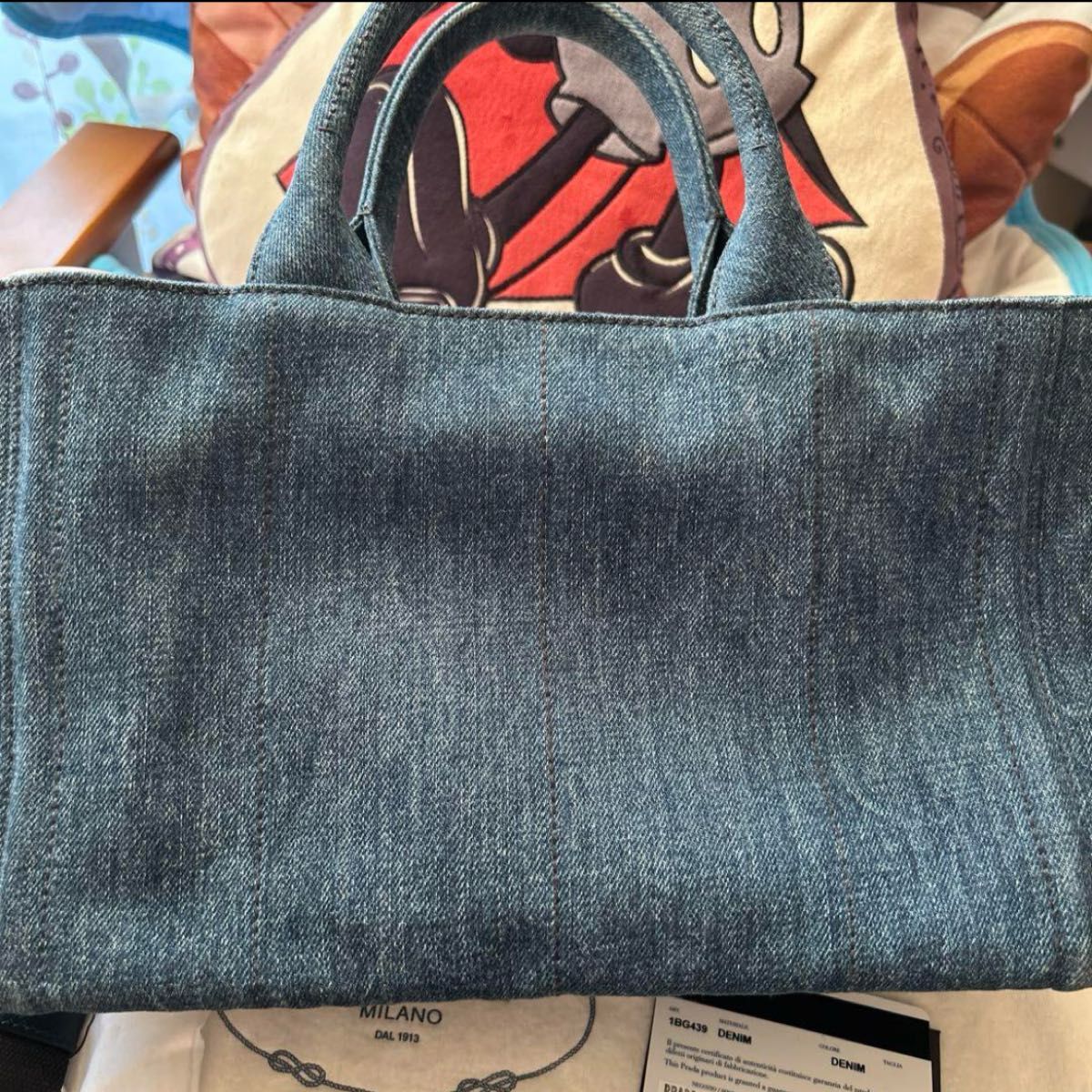 PRADA プラダ カナパ ビジュー スタッズ付きトートバッグ スモール