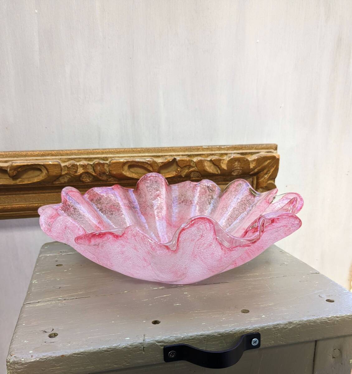 泡模様のピンクガラス花瓶 泡模様のピンクガラス花瓶 【公式通販】