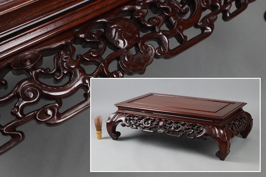 中国・唐木・紫檀材・花台 / ビンテージ・アンティーク サイズ W30×D25