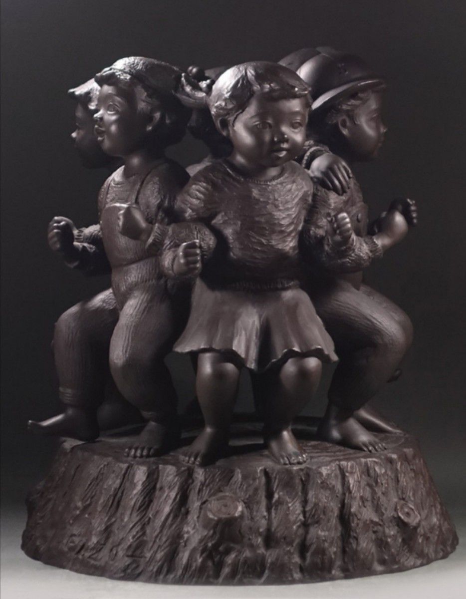 玉野勢三 セット売りブロンズ少女とブロンズ少年 Yahoo!オークション