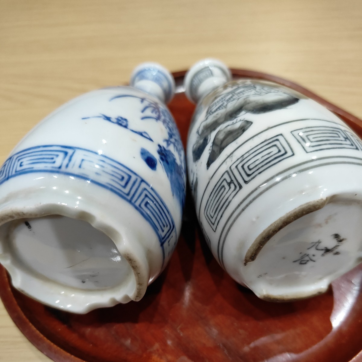 徳利 とっくりアンティーク 一輪挿し 染付 酒瓶 山水画 昔の酒器