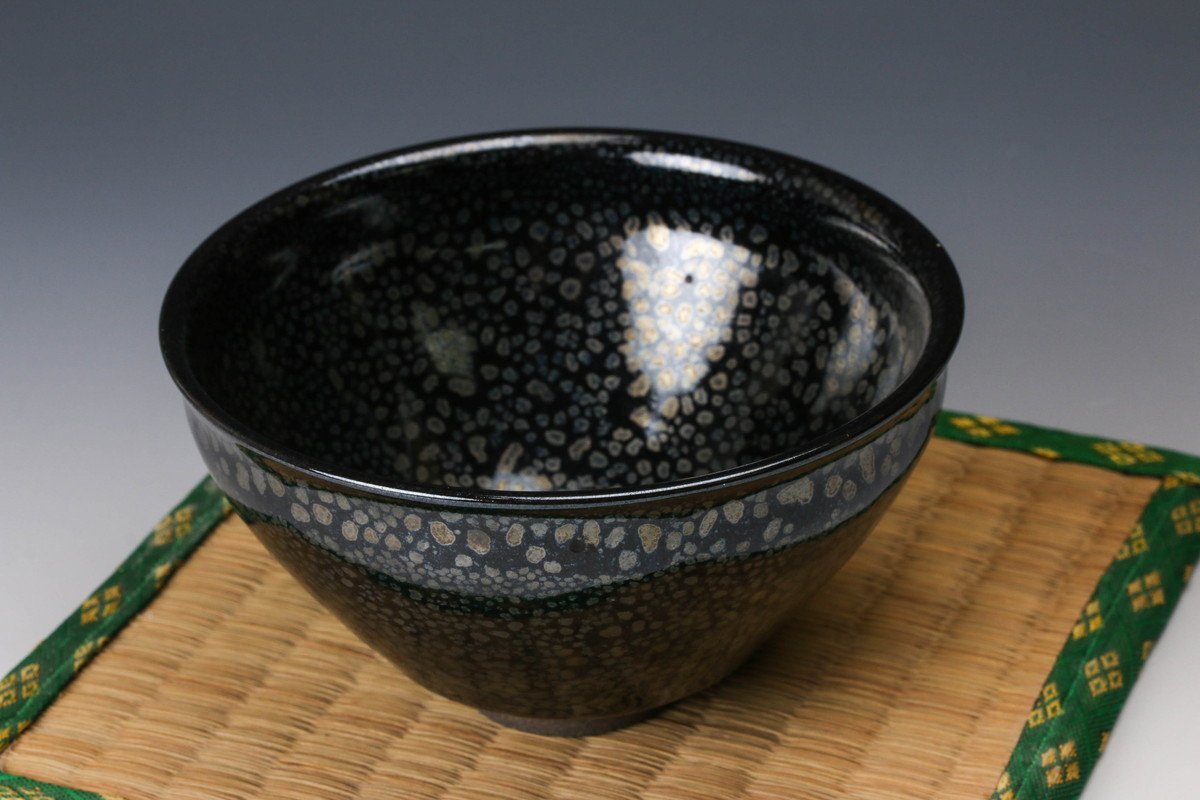 油滴天目茶碗 久田重義 造 共箱 共布 茶碗 茶道具 抹茶碗 新品 未使用