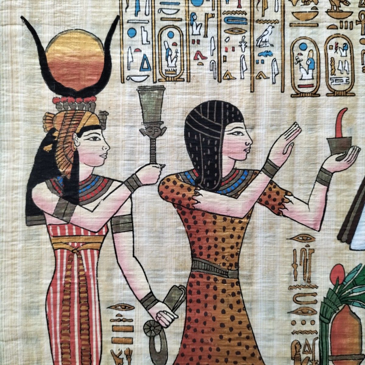 パピルス 絵入り1枚 エジプトみやげ 古代エジプト パピルス画 絵画