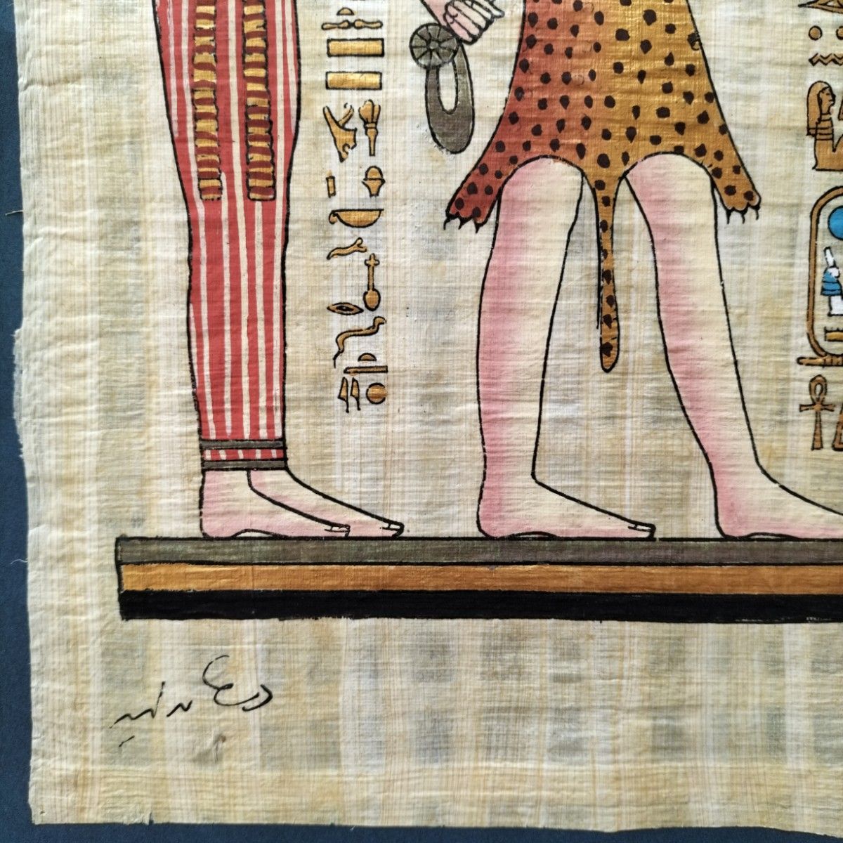 パピルス 絵入り1枚 エジプトみやげ 古代エジプト パピルス画 絵画