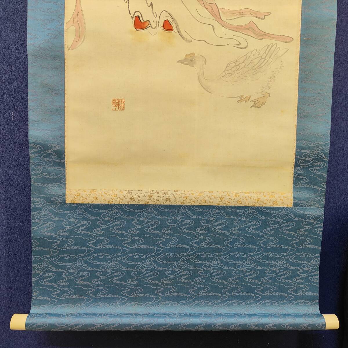 真作//渓山人/美人画/人物図/桐共箱付/布袋屋掛軸