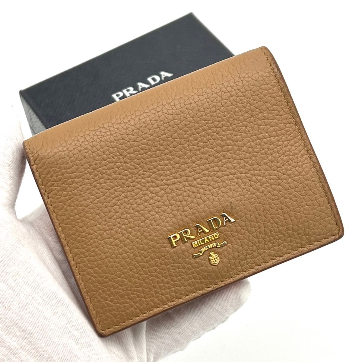 美品 PRADA プラダ 折り財布 バイカラー キャメル｜Yahoo!フリマ（旧