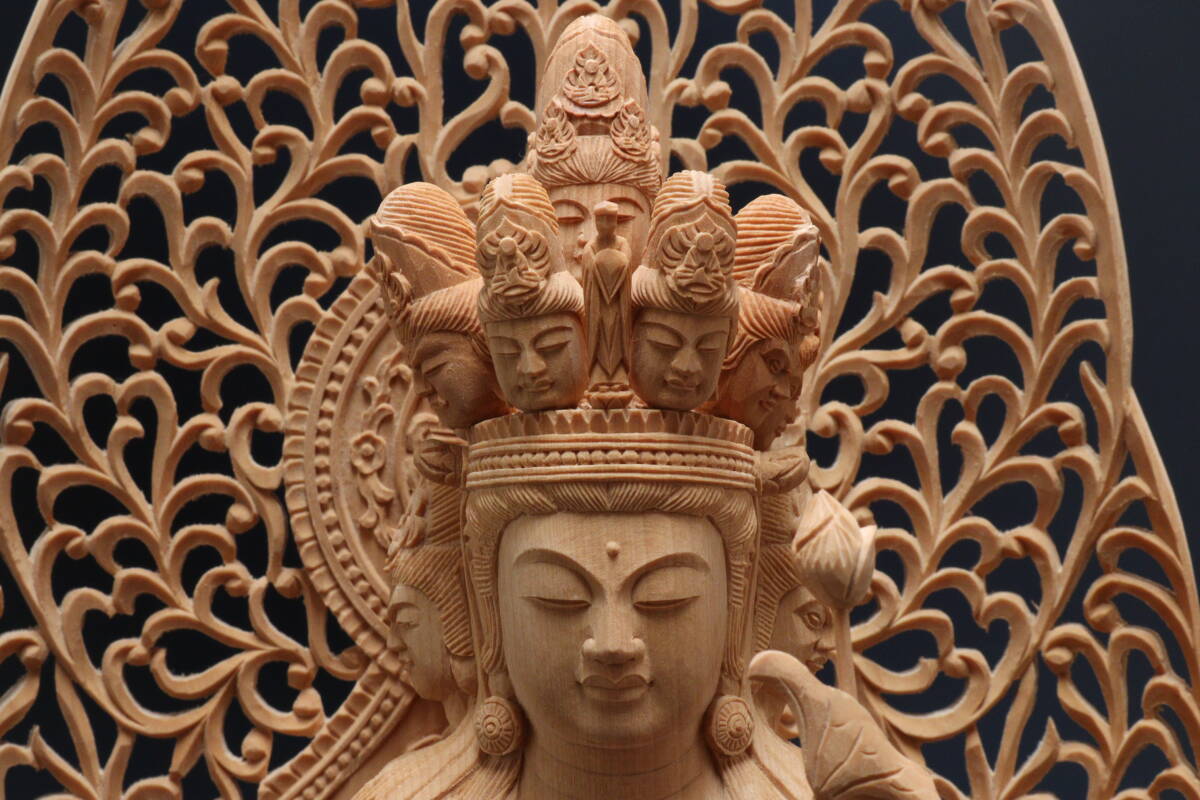 ◇葉森祥 仏教美術 国宝 十一面観音像 置物 仏像 06317 ◇葉森祥 仏教