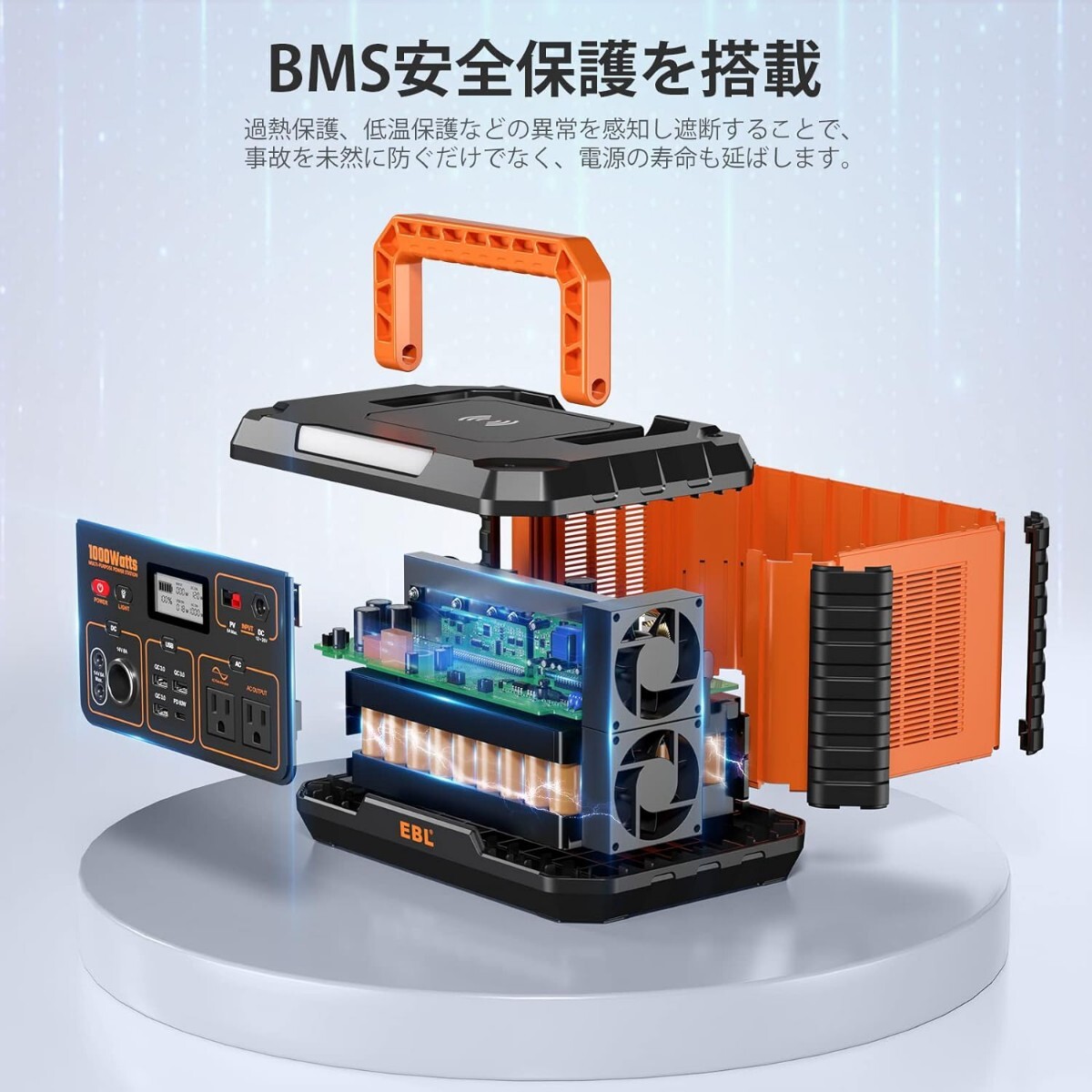 EBL ポータブル電源 1000W 999Wh/270000mAh ポータブルバッテリー 大