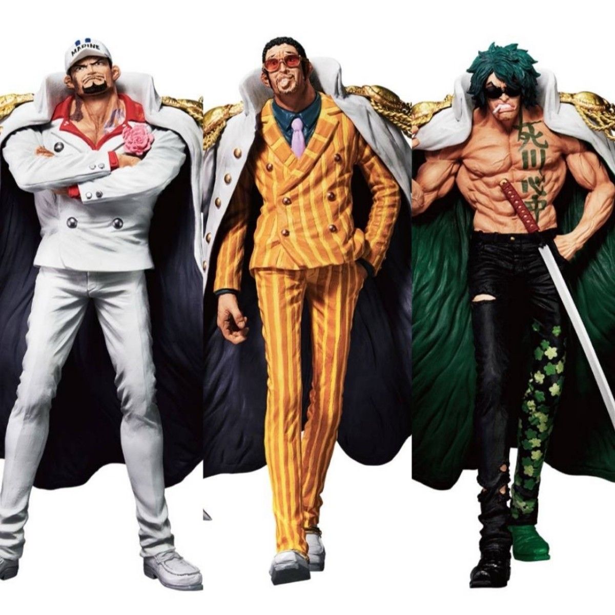 一番くじ ワンピース 絶対的正義】赤犬&黄猿&緑牛 フィギュア計3点