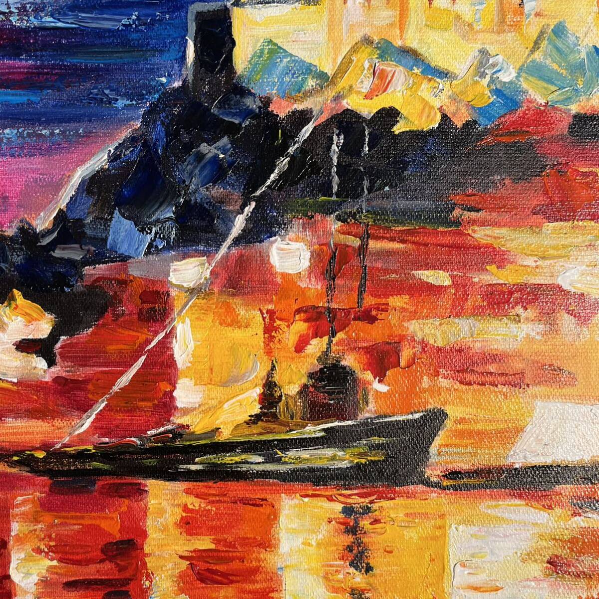 ☆秀作☆ 手書き油絵 モンサンミッシェル 絵画 額付き インテリア 油彩