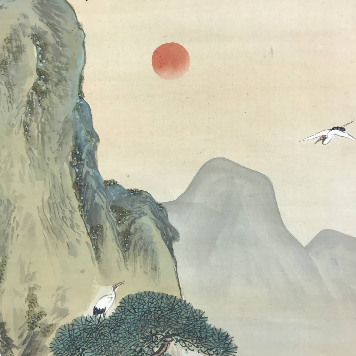 真作】東観/蓬莱山図/山水図/祝事山水図/掛軸☆宝船☆AB-649 真作