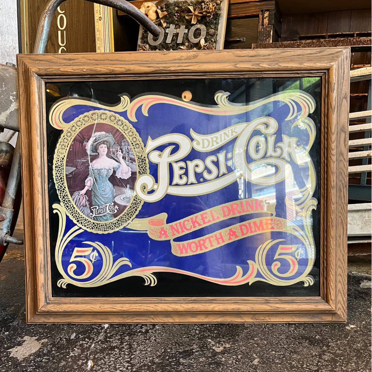 PEPSI-COLA ディスカウント ヴィンテージポスター木製フレーム付き